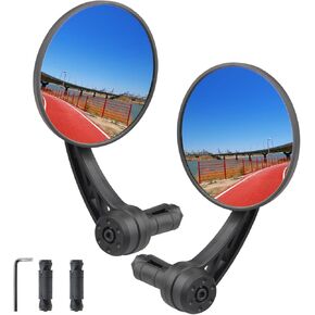 Bike Mirrors, Handlebar End Mirror, Rotatable And Adjustable Wide Angle Bicycle Mirror for Handlebars End Mount Safe Clear E-Bike Glass Side Mirror,Universal Shockproof Bike Rear View Mirror