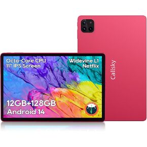 Android 14 Tablets, 10.95 inch Octa-Core Processor with 128GB Storage, 8GB RAM, 6FT Charging Cable,10W Fast Charging, 8000mAh Battery, Updated Typc-C Port,Quad-Speaker, Pink