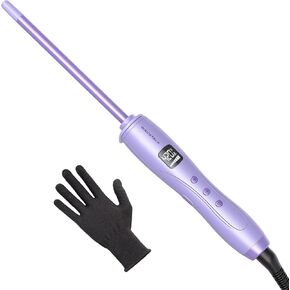 Wavytalk 3/8 Inch Small Curling Iron, Small Curling Iron Wand for Short & Long Hair, Ceramic Small Barrel Curling Iron with Adjustable Temperature, Include Heat Resistant Glove (Rose Pink)
