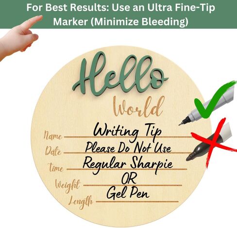 KEMINA BLANKETS Wooden Baby Announcement Sign for Newborn, Large 6 inch Hello World Newborn Name Sign for Hospital Birth Announcement, Newborn Photography Props for Boys and Girls in Saudi Arabia