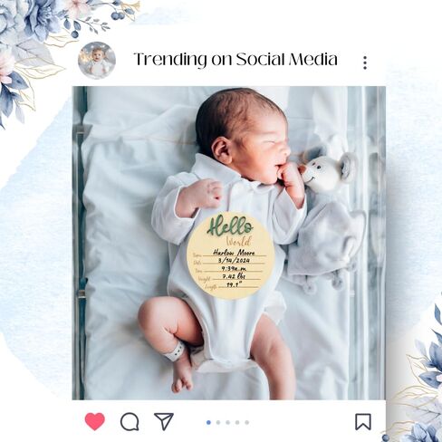 KEMINA BLANKETS Wooden Baby Announcement Sign for Newborn, Large 6 inch Hello World Newborn Name Sign for Hospital Birth Announcement, Newborn Photography Props for Boys and Girls in Saudi Arabia