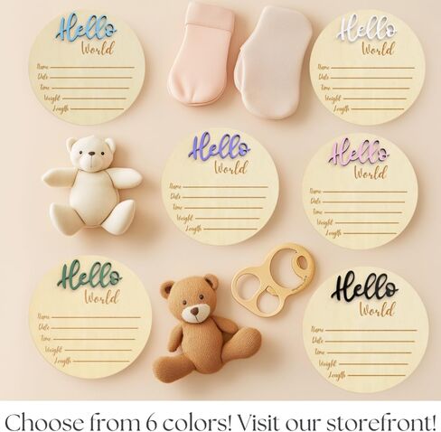 KEMINA BLANKETS Wooden Baby Announcement Sign for Newborn, Large 6 inch Hello World Newborn Name Sign for Hospital Birth Announcement, Newborn Photography Props for Boys and Girls in Saudi Arabia