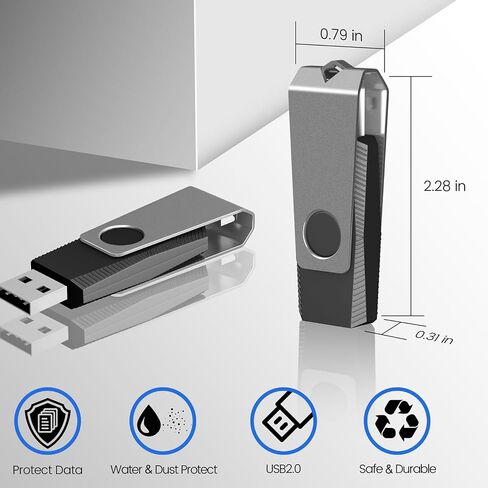 AGECASH 4GB USB Flash Drive Bulk USB Drive 20 Pack USB 2.0 Thumb Drive Memory Stick Pendrive Zip Drive USB Key with 20PCS Lanyard, Swivel Jump Drive 4 GB for Back to School, Office, Project (Gray) in Kuwait