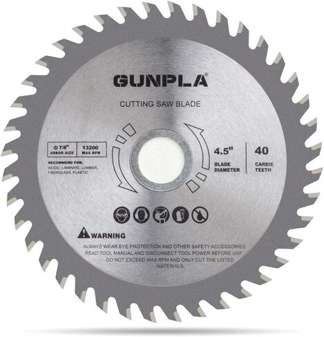 Gunpla 3 Pieces 4-1/2-inch 40 Tooth Alloy Steel TCT General Purpose Hard & Soft Wood Cutting Saw Blade with 7/8-inch Arbor(Reduce Ring 5/8 inch) in Saudi Arabia