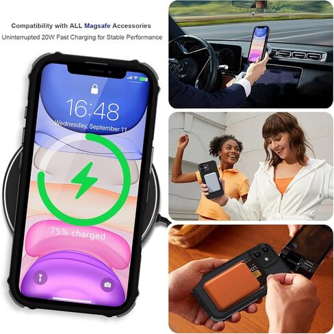 Magnetic for iPhone 13 Case, Compatible with Magsafe, Bumper Military-Grade Protective Cover, Slim Shockproof Anti-Scratch Translucent Matte Men Women Phone Case for iPhone 13 6.1", Orange in Saudi Arabia