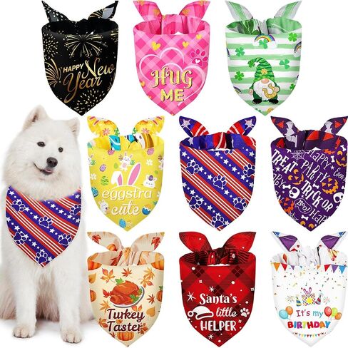 Weewooday 9 Pcs Holiday Dog Bandanas Adjustable Washable Pet Scarves in Saudi Arabia