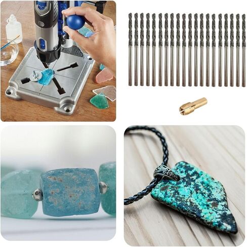 Diamond Drill Bit Set 2mm 20 Pieces Compatible with Dremel Collet Included Twist Tip Jewelry Beach Sea Glass Shells Gemstones Lapidary Ornament Bracelet Necklace Arts Crafts 5/64 inch in Saudi Arabia