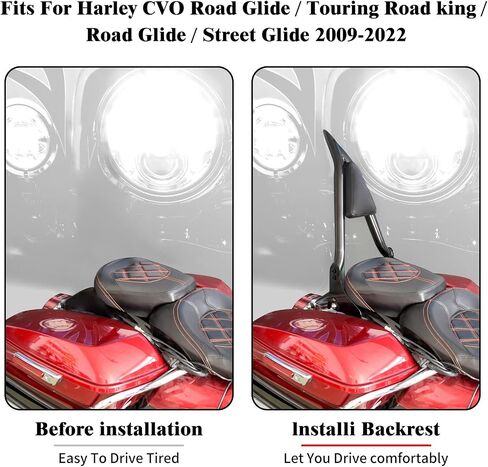 HDBUBALUS دراجة نارية سيسي بار مسند ظهر للركاب الخلفي قابل للفصل مناسب لدراجة Harley Touring Road King Road Glide Street Glide 2009-2022 (18 بوصة، كروم) in Kuwait