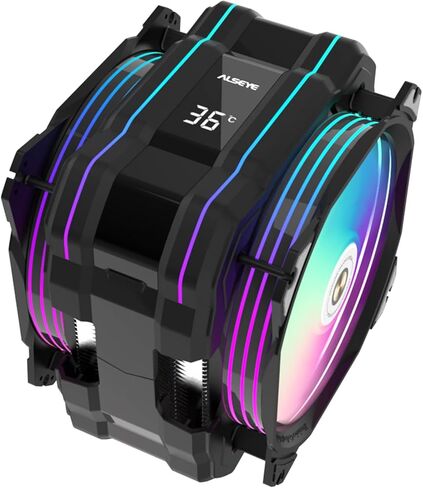 ALSEYE M120D Plus مبرد وحدة المعالجة المركزية الرقمي، مبرد هواء وحدة المعالجة المركزية مع عرض درجة الحرارة، مروحة سلسلة 120 مم بحد أقصى مع ARGB&PWM، متوافق مع Intel LGA 1700/1200/115X/2011/2066/1366/775AMD AM4.، أبيض in Kuwait