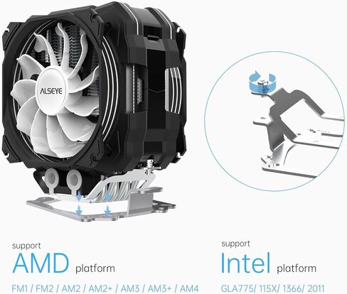 ALSEYE M120D Plus مبرد وحدة المعالجة المركزية الرقمي، مبرد هواء وحدة المعالجة المركزية مع عرض درجة الحرارة، مروحة سلسلة 120 مم بحد أقصى مع ARGB&PWM، متوافق مع Intel LGA 1700/1200/115X/2011/2066/1366/775AMD AM4.، أبيض in Kuwait
