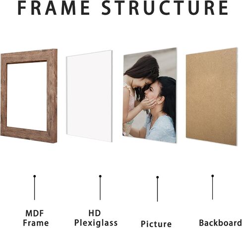 مجموعة إطارات صور بنية مقاس 10x10 من VSIONROCK مكونة من قطعتين، صور عرض 8x8 مع حصيرة أو 10x10 بدون حصيرة للتركيب على الحائط وسطح الطاولة، مصنوعة من زجاج عالي الدقة in Kuwait
