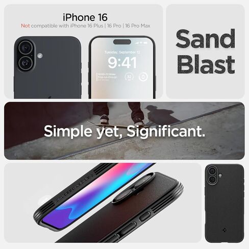 Spigen Essential Sand Blast Designed for iPhone 16 Pro Case (2024) [Military-Grade Protection] - Matte Black in Kuwait