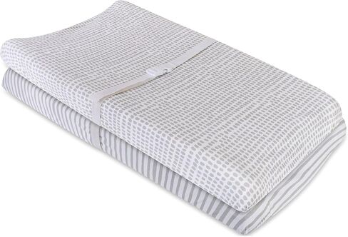 Ely’s & Co. Waterproof Pack and Play/Mini Crib Sheets – All-in-One Mattress Protector and Fitted Playard Sheets – Jersey Cotton – Mauve Pink Splash & Stripes, Baby Girl Nursery Bedding – 2-Pack in Kuwait