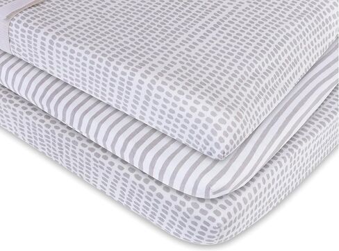 Ely’s & Co. Waterproof Pack and Play/Mini Crib Sheets – All-in-One Mattress Protector and Fitted Playard Sheets – Jersey Cotton – Mauve Pink Splash & Stripes, Baby Girl Nursery Bedding – 2-Pack in Kuwait