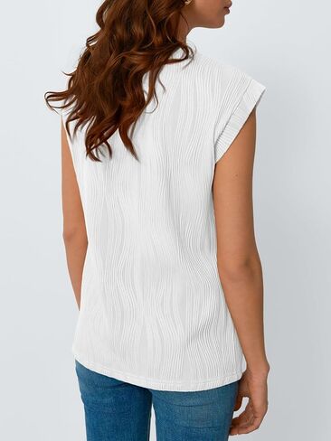 LILLUSORY Women's Short Sleeve Dressy Tops Crewneck Textured Tops Cute Summer Tops 2024 Basic T-Shirts Work Blouses in Kuwait