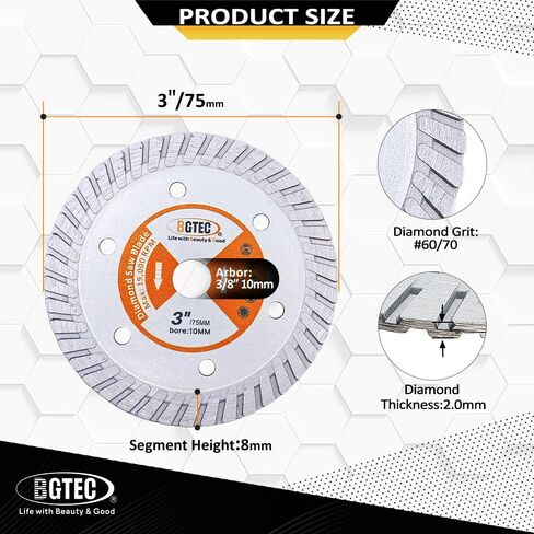 TCT Carbide Wood Saw Blade-BGTEC Wood Cutting Dics, 3pcs 3"/75mm 24T with 10mm Arbor for Angle Grinder to Cutting Wood Plastic. in Kuwait