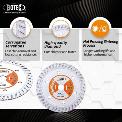 TCT Carbide Wood Saw Blade-BGTEC Wood Cutting Dics, 3pcs 3"/75mm 24T with 10mm Arbor for Angle Grinder to Cutting Wood Plastic. in Kuwait