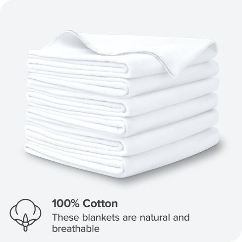 Bare Home Flannel Receiving Blanket, Premium 100% Cotton Flannel Blanket 6-Pack, Hypoallergenic, Gentle on Skin, Warm and Durable (Receiving, Cream) in Saudi Arabia