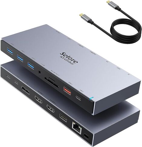 Dual HDMI Docking Station 3 Monitor,USB C Laptop Docking Station with 65W Power Adapter,2 HDMI Port,Displayport,USB 3.1/USB-C Data, Ethernet, Audio,SD&Micro SD Slot,PD Charging for Dell XPS/HP/Lenovo in Kuwait