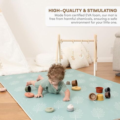 CHILDLIKE BEHAVIOR Baby Play Mat, 6 pcs - Play Pen Tummy Time & Crawling Mat - Play Mat for Baby with 72"x48" Interlocking Floor Puzzle Tiles - Baby Floor Mat for Infants & Toddlers (X-Large, Beige) in Kuwait