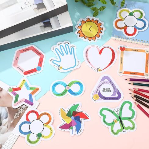 48 قطعة من الملصقات الحسية لتهدئة التنفس والقلق، 12 نمطًا للتنفس اللطيف، شرائط لاصقة مزخرفة، شرائط حسية للمدرسة والفصول الدراسية والمكتب والمراهقين والتوتر والبالغين والأطفال in Kuwait
