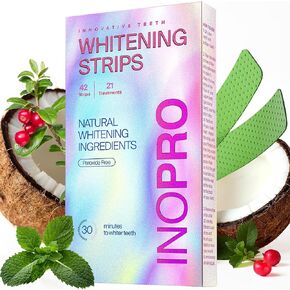 InoPro Teeth Whitening Strips - Peroxide Free Whitening Strips - Whitening Without The Harm - Deep Stains Removal - Whitening for Sensitive Teeth - 14 Treatments, 28 Strips in Saudi Arabia