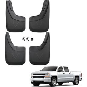 أغطية الطين متوافقة مع 2019-2023 Chevy Silverado 1500 (باستثناء ZR2، LT Trail Boss، Custom Trail Boss) مجموعة واقي الطين الأمامية والخلفية المخصصة (مجموعة 4 قطع)