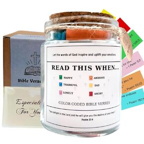 Handmade Read Me When Bible Verses Jar, Inspirational Bible Verse Jar for Emotions and Feelings, Prayer Jar With Scriptures, Christian Gifts for Women Men Mom Dad, Religious Gifts