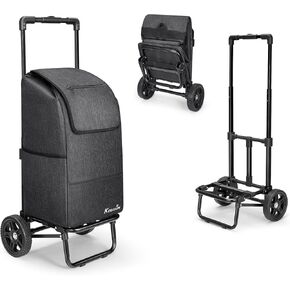 KEDSUM 2 in 1 Shopping Cart for Groceries, 330 lbs Grocery Cart, Portable Shopping Cart with Wheels, Load-Bearing Laundry Basket, Hand Truck with a Black Removable Water-Proof Bag for Moving, Camping
