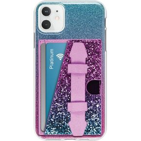 Stick-On Credit Card & ID Holder for Smartphone | Phone Case Wallet w/Finger Strap | 3M Quick Peel & Stick | Adjustable Strap & 2-Pocket Design | Card Holder & Phone Wallet Accessory (Blue)