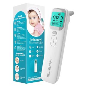 Elera Ear Thermometer for Kids, Baby Thermometer with Forehead and Ear Mode for Adults, Infant, Kids and Toddler, Touchless and 1 Second Reading with Fever Alarm and Mute Function, LCD