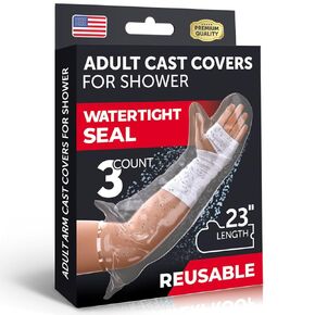 100% Waterproof Cast Cover Arm - [Watertight Seal] - 3 Pack Reusable Adult Cast Covers for Shower Arm
