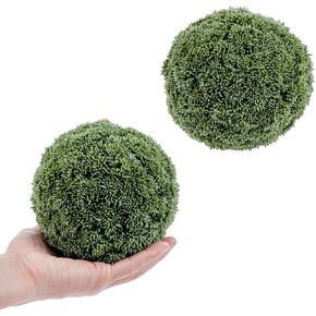 MyGift Lifelike Decorative 4-Inch Green Boxwood Ball Topiary, Foliage Artificial Greenery, Set of 2