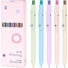 FIOVER Gel Pens, 5pcs Black Ink Gel Pens Medium Point 0.7mm Smooth Writing Pens Ballpoint with Comfort Grip, Aesthetic Pens for Journaling School Office Supplies Pen Gifts for Women Men