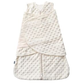 HALO Sleepsack Swaddle, 3-Way Adjustable Wearable Blanket, TOG 3.0, Velboa, Cream Plush Dots, Small, 3-6 Months