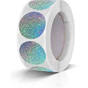 Round Stickers Silver 1 Inch Circle Labels Color Coding Glitter Sparkle Dot Sticker Waterproof Removable Roll of 500