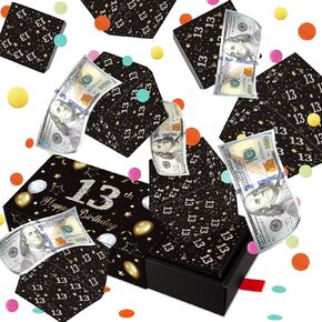 Happy Birthday Surprise Gift Box Explosion for Money - Money Gift Box Explosion with Confetti - Pop Out Folding Bounce Explosion Gift Box - Cash Gift Idea for Women Men Kids (White)
