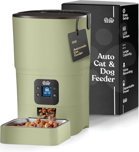 Smart Automatic Cat Feeder - 6-L Reliable Automatic Cat Food Dispenser with Display LCD Screen for Easy Set Up -Portion Control Automatic Dog Feeder - Desiccant Bag Keeps Dry Food Fresh-Voice Recorder in Kuwait