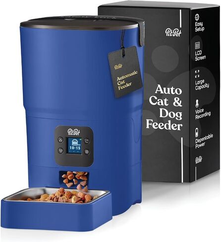 Smart Automatic Cat Feeder - 6-L Reliable Automatic Cat Food Dispenser with Display LCD Screen for Easy Set Up -Portion Control Automatic Dog Feeder - Desiccant Bag Keeps Dry Food Fresh-Voice Recorder in Kuwait