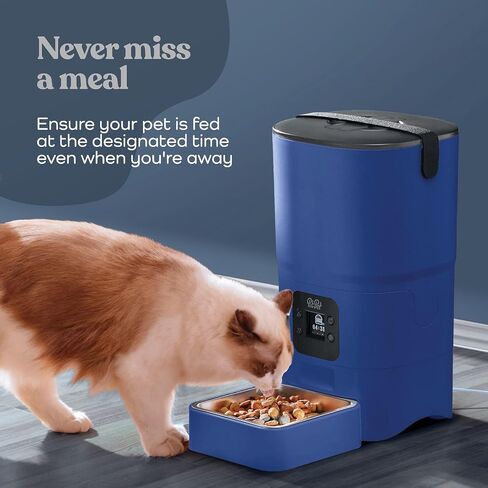 Smart Automatic Cat Feeder - 6-L Reliable Automatic Cat Food Dispenser with Display LCD Screen for Easy Set Up -Portion Control Automatic Dog Feeder - Desiccant Bag Keeps Dry Food Fresh-Voice Recorder in Kuwait