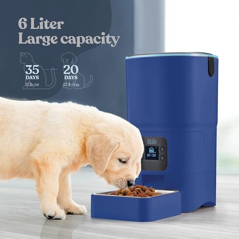 Smart Automatic Cat Feeder - 6-L Reliable Automatic Cat Food Dispenser with Display LCD Screen for Easy Set Up -Portion Control Automatic Dog Feeder - Desiccant Bag Keeps Dry Food Fresh-Voice Recorder in Kuwait
