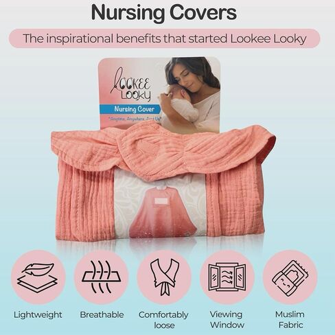 Muslin Nursing Cover for Baby Breastfeeding –Peekaboo Window -100% Breathable Cotton Privacy Nursing Shawl in Saudi Arabia