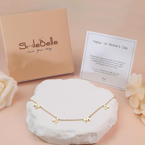 SmileBelle Mama Necklace as New Mom Christmas Gifts, Mom to Be Gift as First Time Mommy Gifts Mom Necklace Pregnancy Gifts for Expecting Mom Mama to Be Gifts as New Mom Gifts After Birth in Kuwait