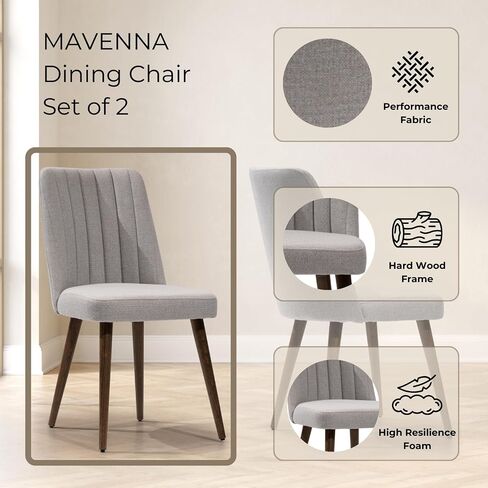 Still Dining Chair Set of 2 Upholstered Performance Fabric Dining Chair Accent Side Chair Dining Room Living Room Bedroom Restaurant Coffee Shop Tool-Free Easy Assembly in Kuwait