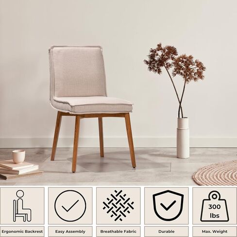 Still Dining Chair Set of 2 Upholstered Performance Fabric Dining Chair Accent Side Chair Dining Room Living Room Bedroom Restaurant Coffee Shop Tool-Free Easy Assembly in Kuwait