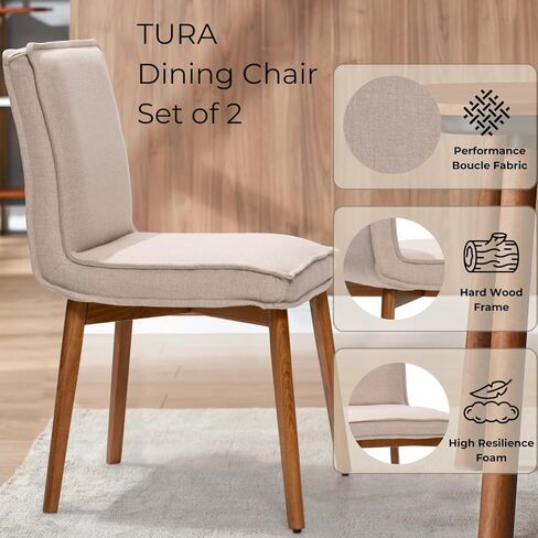 Still Dining Chair Set of 2 Upholstered Performance Fabric Dining Chair Accent Side Chair Dining Room Living Room Bedroom Restaurant Coffee Shop Tool-Free Easy Assembly in Kuwait