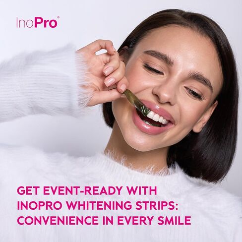 InoPro Teeth Whitening Strips - Peroxide Free Whitening Strips - Whitening Without The Harm - Deep Stains Removal - Whitening for Sensitive Teeth - 14 Treatments, 28 Strips in Kuwait