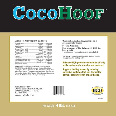 Uckele من SmartEquine CocoHoof، مكملات الحوافر للخيول | البيوتين لحوافر الخيول | مكمل فيتامينات ومعادن للحصان | يوفر الأحماض الأمينية والأحماض الدهنية والفيتامينات، كيس بوزن 12 رطل in Kuwait