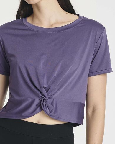 5 Pack: Women's Short Sleeve Twist Front Crop Top Dry-Fit Athletic Crew Neck T-Shirt (Available in Plus) in Saudi Arabia