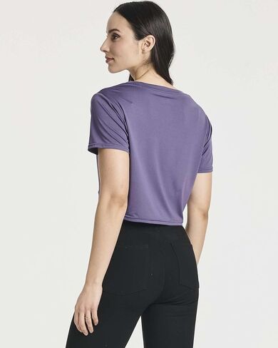 5 Pack: Women's Short Sleeve Twist Front Crop Top Dry-Fit Athletic Crew Neck T-Shirt (Available in Plus) in Saudi Arabia